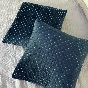 Two Loloi Blue Velvet Pillows